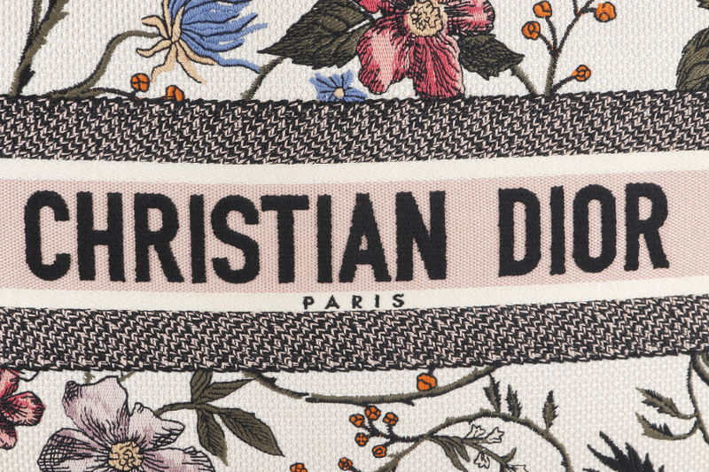 CHRISTIAN DIOR BOOK TOTE (50-MA-0250) MEDIUM ROSA MUTABILIS FLORAL EMBROIDERY NO DUST COVER