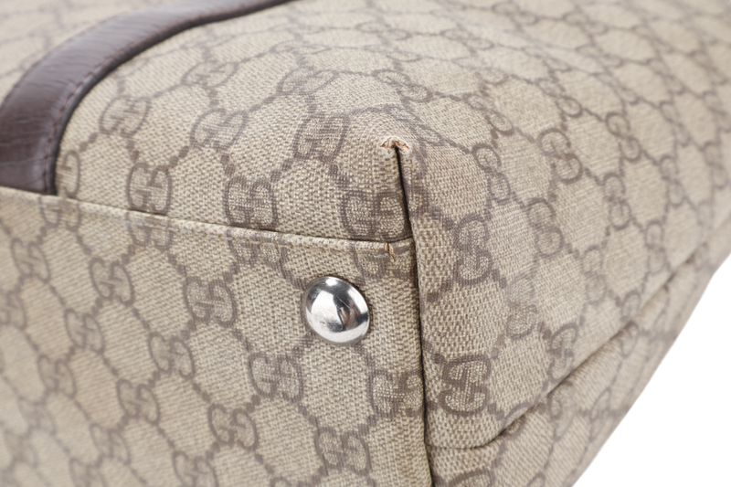 GUCCI TOTE BAG BROWN CANVAS SILVER HARDWARE NO DUST COVER
