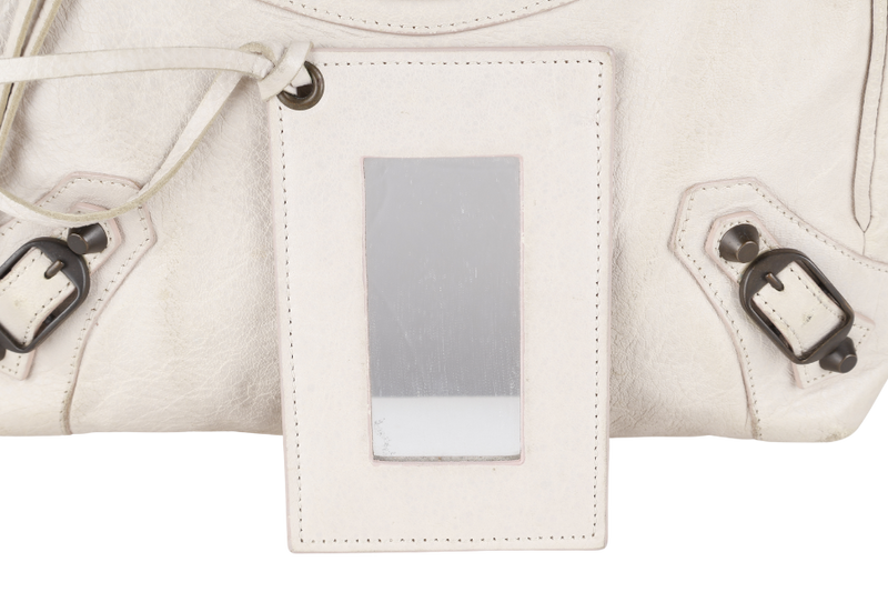 BALENCIAGA SUNDAY CITY LIGHT CREAM LAMBSKIN LEATHER NO DUST COVER
