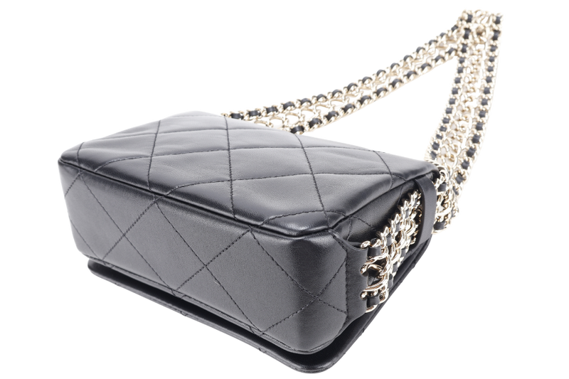 CHANEL CHAIN AROUND SHOULDER BAG (NPL1xxxx) BLACK LAMBSKIN GOLD HARDWARE WITH DUST COVER, BOX AND PAPER BAG