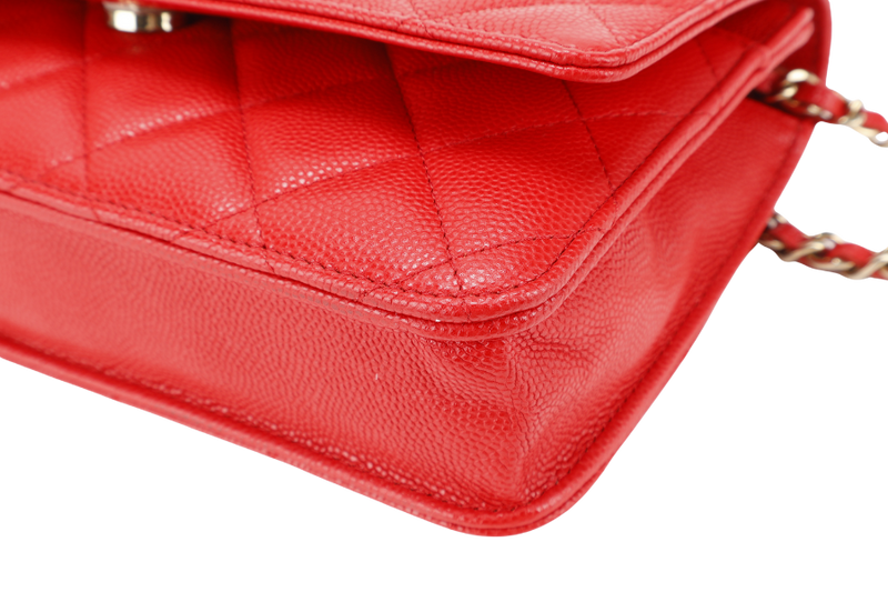 CHANEL CLASSIC WOC RED CAVIAR GOLD HARDWARE (GA17xxxx) WITH DUST COVER, BOX AND PAPER BAG