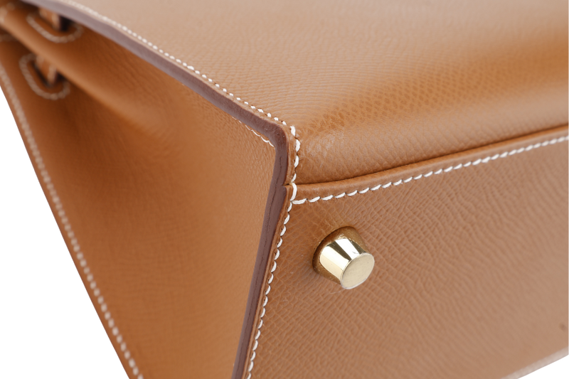 HERMES KELLY SELLIER 25 STAMP K (YEAR 2025) GOLD COLOR EPSOM LEATHER GOLD HARDWARE WITH STRAPS, LOCK&KEYS,DUST COVER AND BOX