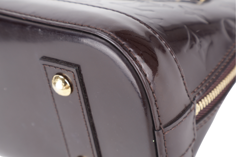 LOUIS VUITTON ALMA BB AMARANTE VERNIS (M12173) GOLD HARDWARE WITH LOCK&KEYS , DUST COVER, STRAPS AND BOX