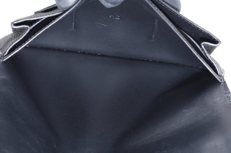 HERMES DOGON DUO WALLET STAMP O SQUARE (YEAR 2011) NOIR TOGO LEATHER SILVER HARDWARE WITH BOX