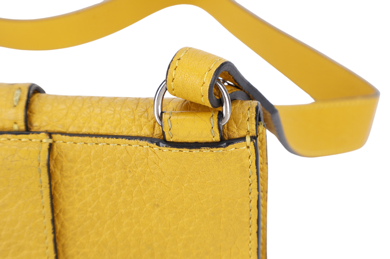 FENDI SELLERIA BAGGUETTE SMALL MUSTARD YELLOW CALF LEATHER SILVER HARDWARE NO DUST COVER