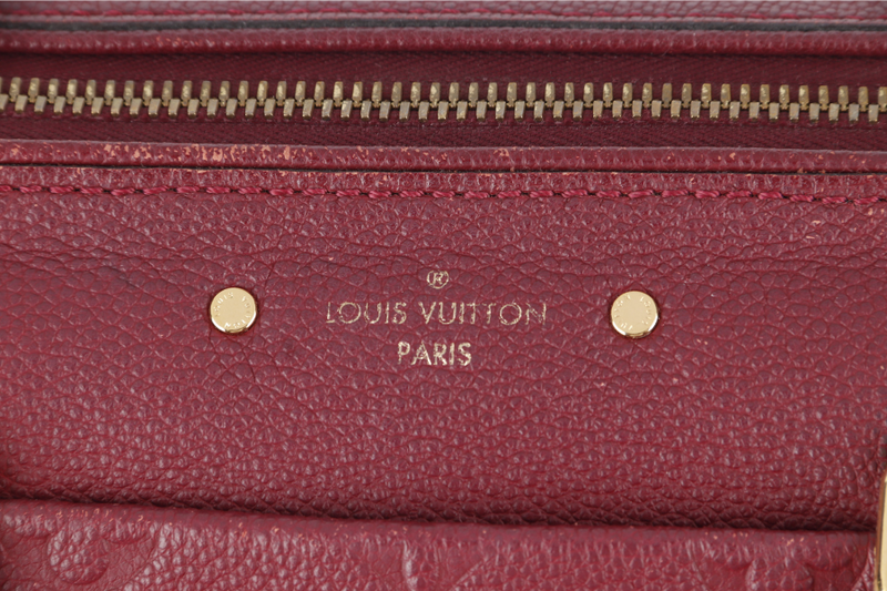 LOUIS VUITTON SPEEDY BANDOULIERE 25 (M44145) BURGUNDY MONOGRAM EMPREINTE GOLD HARDWARE WITH STRAPS, LOCK AND KEYS