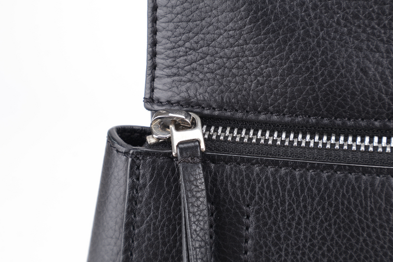 CELINE EDGE HANDBAG BLACK CALF LEATHER SILVER HARDWARE WITH DUST COVER