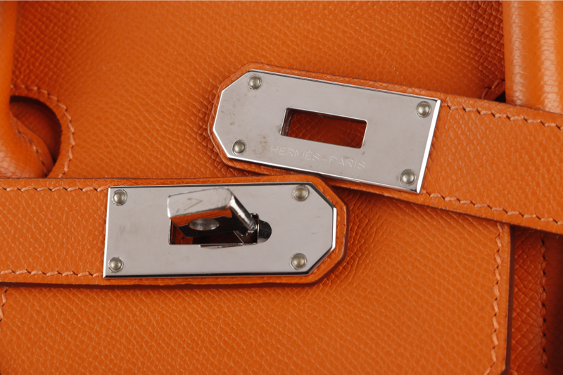 HERMES HAC 40CM FEU COLOR EPSOM LEATHER PALLADIUM HARDWARE STAMP L SQUARE (2008) WITH KEYS LOCK NO DUST COVER