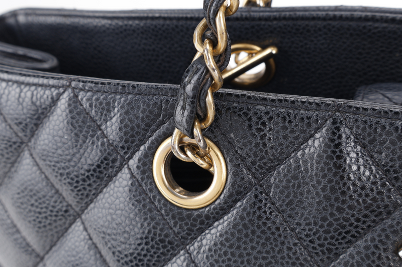 CHANEL BLACK CAVIAR TIMELESS CLASSIC SHOPPING TOTE (2196xxxx) GOLD HARDWARE NO CARD WITH DUST COVER AND BOX