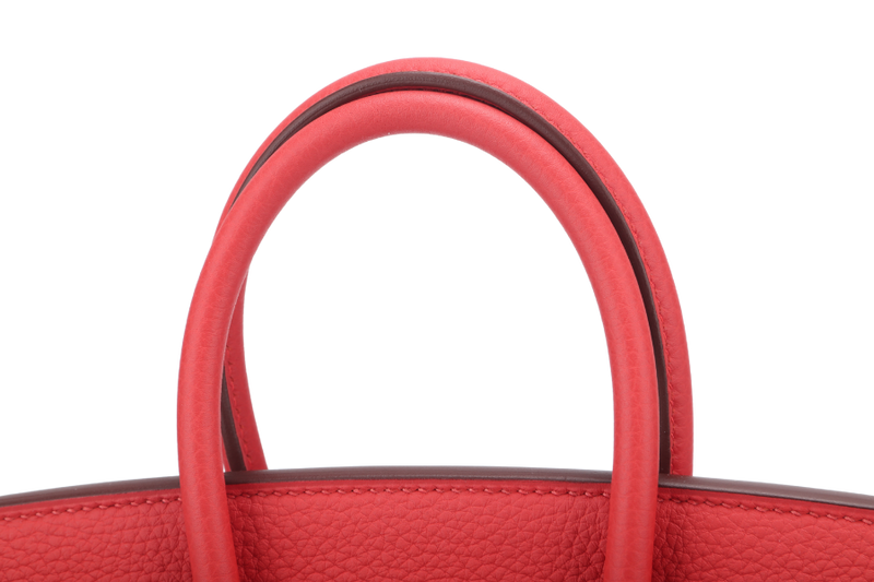 HERMES BIRKIN 25 ROUGE PIVOINE TOGO GOLD HARDWARE STAMP C (YEAR 2018) WITH KEYS, LOCK, RAINCOAT AND DUST COVER