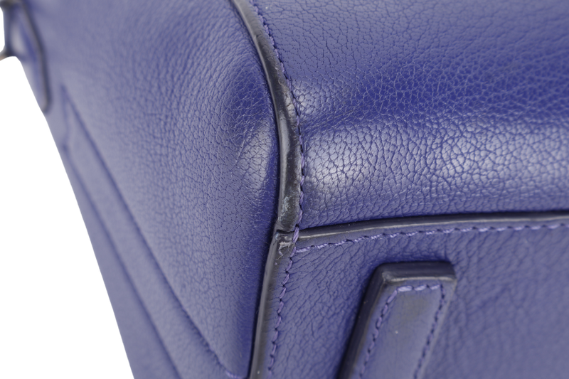GIVENCHY ANTIGONA SMALL BLUE LEATHER SILVER HARDWARE WITH STRAPS AND DUST COVER