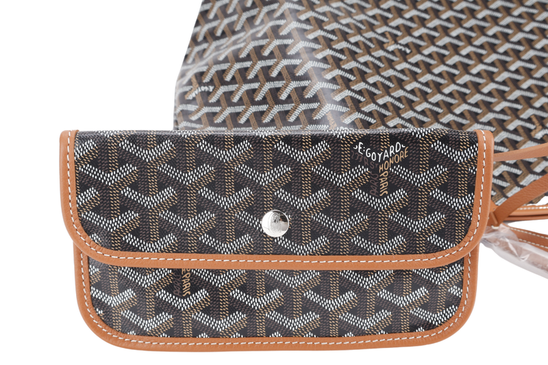 GOYARD SAINT LOUIS GM BAG BLACK AND TAN COLOR WITH DUST COVER