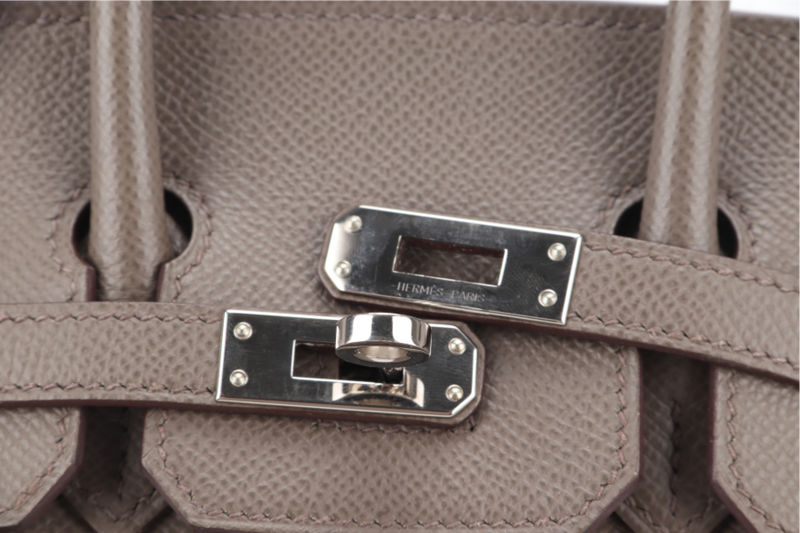 HERMES BIRKIN 25 SELLIER GRIS ETAIN EPSOM SILVER HARDWARE STAMP Y (YEAR 2020) WITH DUST COVER
