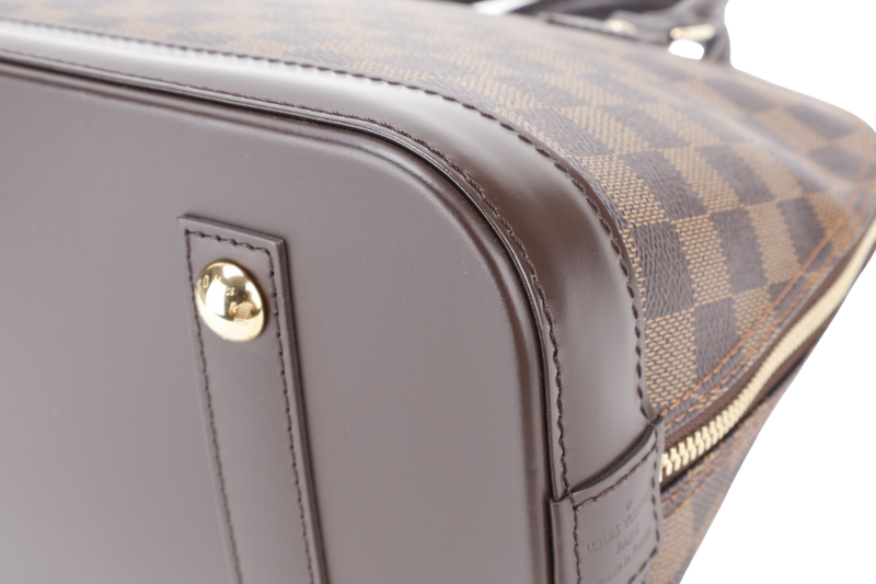 LOUIS VUITTON N53151 ALMA PM DAMIER EBENE CANVAS GOLD HARDWARE WITH LOCK&KEYS, DUST COVER AND BOX
