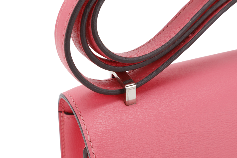 HERMES CONSTANCE 18 STAMP A (YEAR 2017) ROSE AZALEE SWIFT LEATHER SILVER HARDWARE WITH DUST COVER