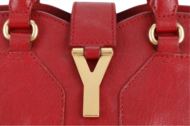 YVES SAINT LAURENT (YSL) CABAS CHYC BURGUNDY CALF LEATHER GOLD HARDWARE WITH LONG STRAPS NO DUST COVER