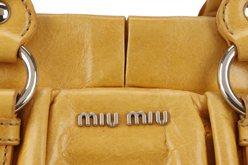 MIU MIU 2WAY SHOULDER BAG (RN06472) YELLOW LEATHER SILVER HARDWARE NO DUST COVER