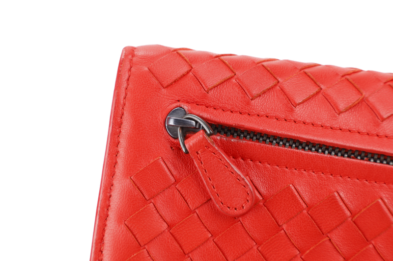 BOTTEGA VENETA CONTINENTAL FLAP WALLET RED INTRECCIATO LEATHER WITH DUST COVER AND BOX