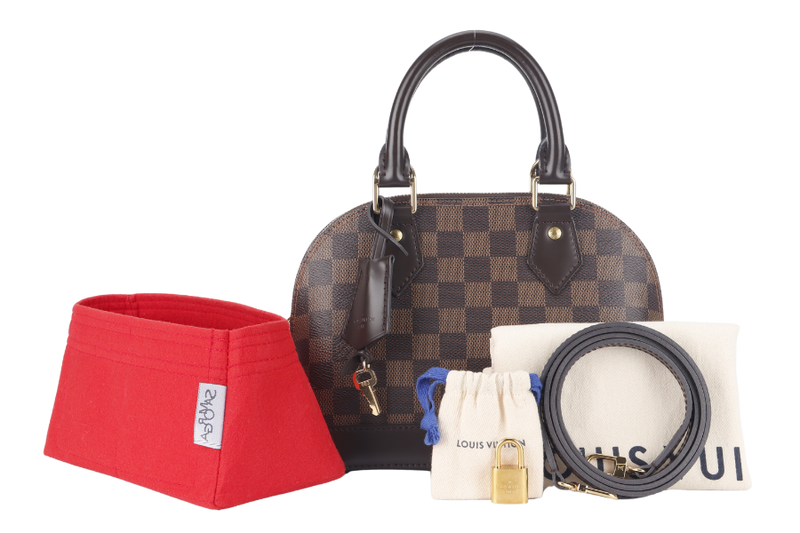 LOUIS VUITTON ALMA BB DAMIER EBENE GOLD HARDWARE WITH STRAPS, LOCK&KEYS AND DUST COVER