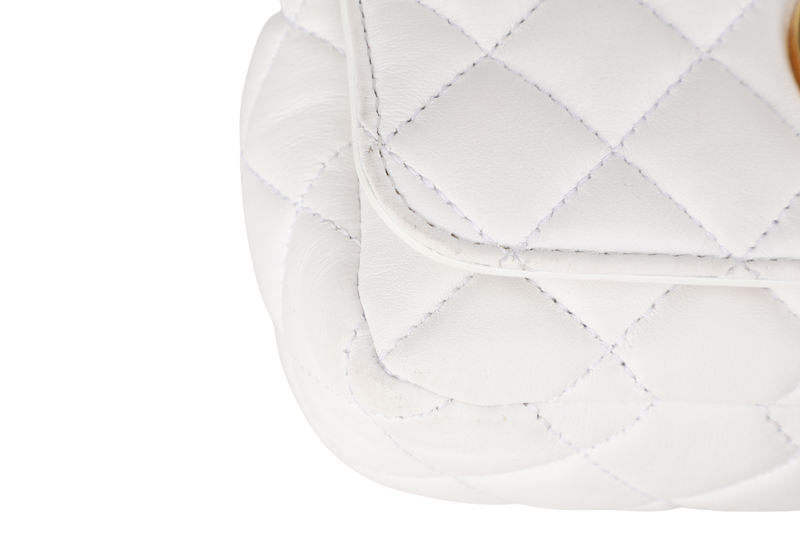 VERSACE MEDUSA SMALL WHITE NAPPA QUILTED LEATHER CROSSBODY GOLD HARDWARE WITH DUST COVER
