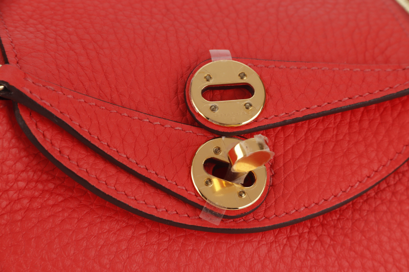 HERMES MINI LINDY STAMP Y (YEAR 2021) ROSE TEXAS CLEMENCE GOLD HARDWARE WITH DUST COVER