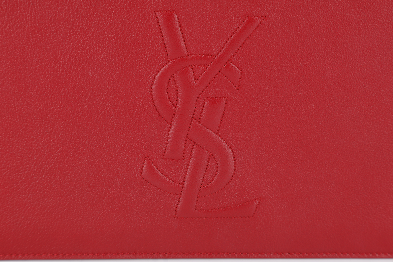 YVES SAINT LAURENT (YSL) BELLE DE JOUR CLUTCH MAROON CALFSKIN LEATHER GOLD HARDWARE WITH DUST COVER