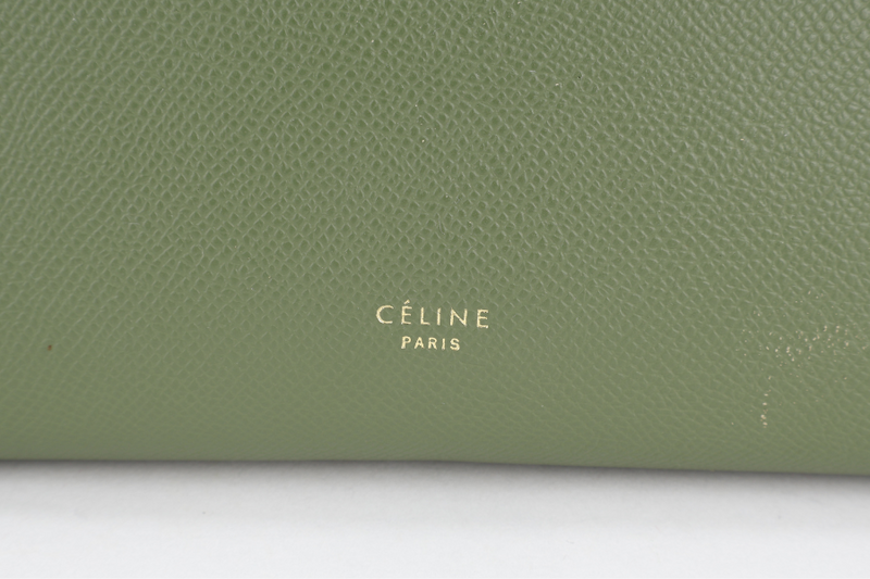 CELINE MICRO BELT BAG GREEN LEATHER GOLD HARDWARE WITH STRAPS AND DUST COVER