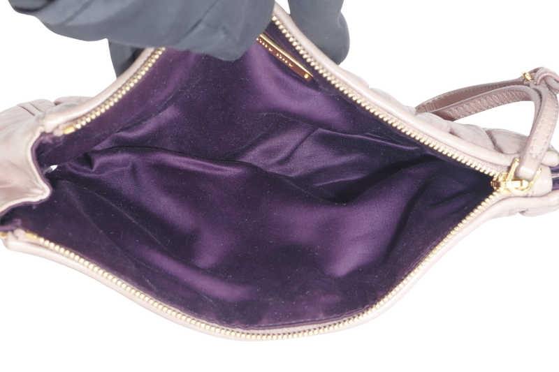 MIU MIU NAPPA MATELASSE WRISTLET PINK LEATHER GOLD HARDWARE NO DUST COVER