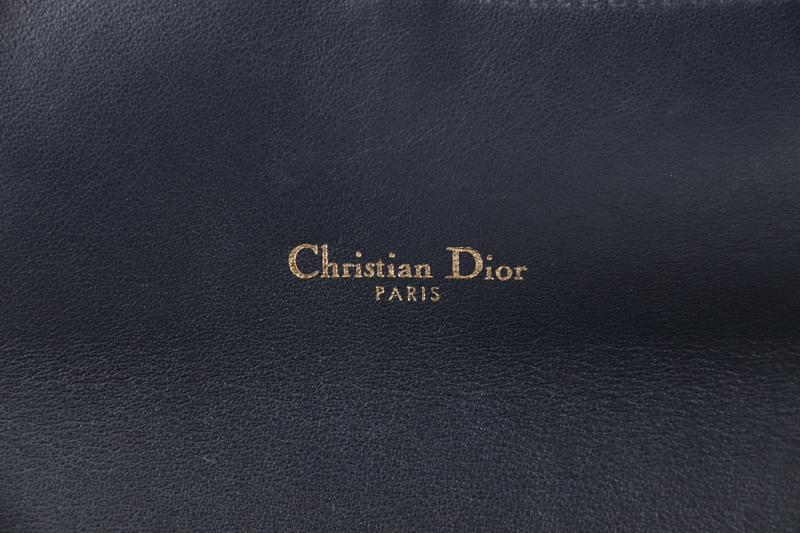 CHRISTIAN DIOR LONG SADDLE WALLET WITH CHAIN BLUE OBLIQUE LEATHER TRIMS GOLD HARDWARE WITH DUST COVER, STRAPS AND BOX