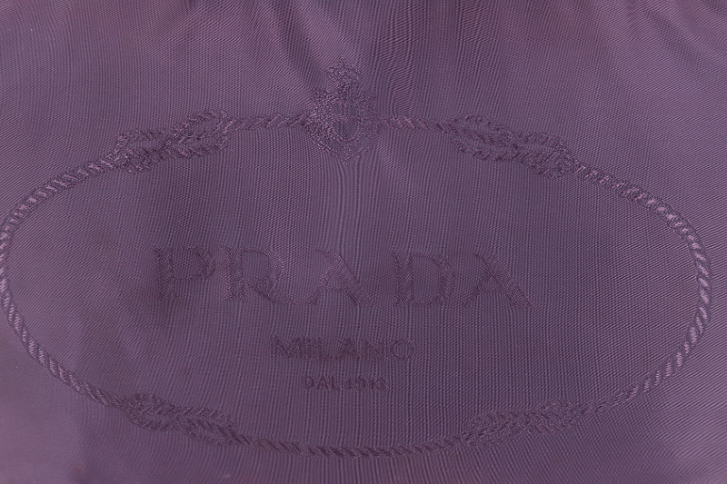 PRADA TESSUTO LOGO TOTE (BS6400) PURPLE NYLON JACQUARD GOLD HARDWARE NO DUST COVER