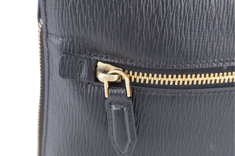 SALVATORE FERRAGAMO RIVIVAL 3.0 BLACK LEATHER BRIEFCASE GOLD HARDWARE NO DUST COVER