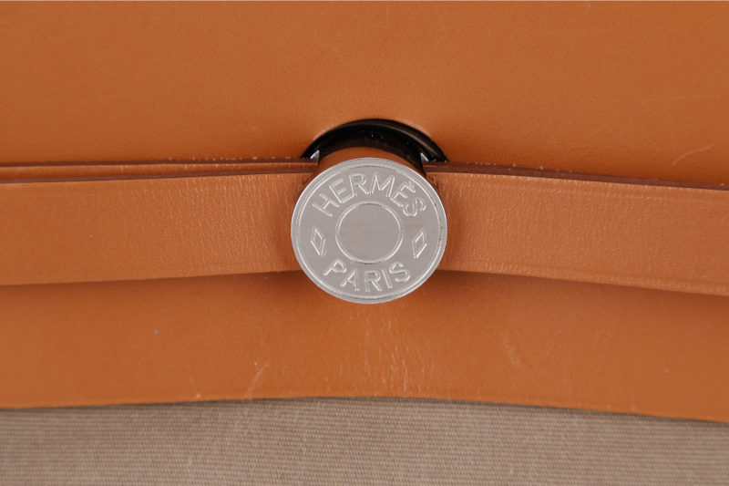 HERMES HERBAG 39 BROWN CANVAS RHW STAMP C (2018) WITH DUST COVER