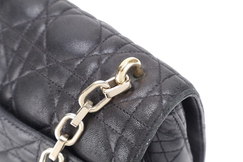 CHRISTIAN DIOR NEW LOCK FLAP BAG BLACK LAMBSKIN LEATHER GOLD HARDWARE WITH KEYS NO DUST COVER