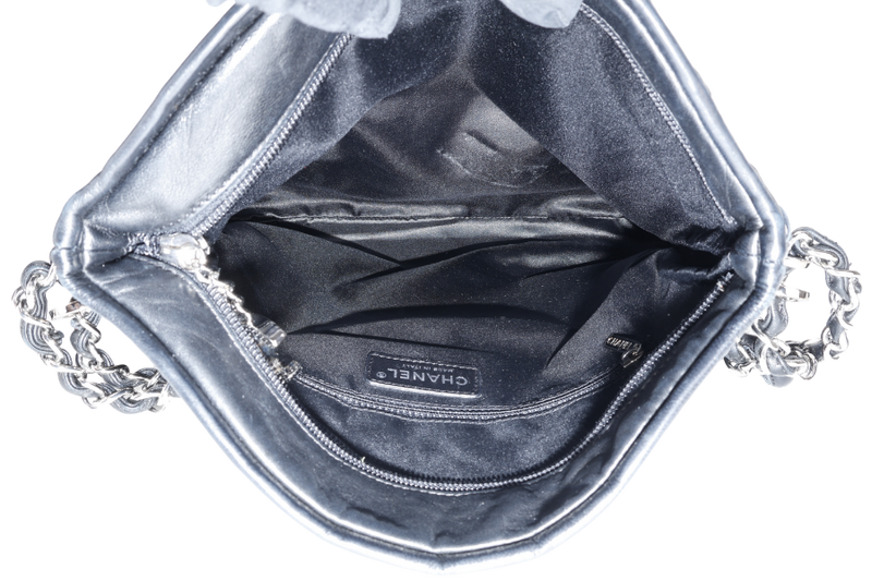 CHANEL ULTIMATE SOFT HOBO WOVEN BLACK LAMBSKIN LEATHER SILVER HARDWARE (1134xxxx) WITH CARD AND DUST COVER