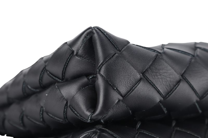 BOTTEGA VENETA INTRECCIATO DUO SHOULDER BAG (P02577397S) BLACK CALF LEATHER SILVER HARDWARE WITH DUST COVER