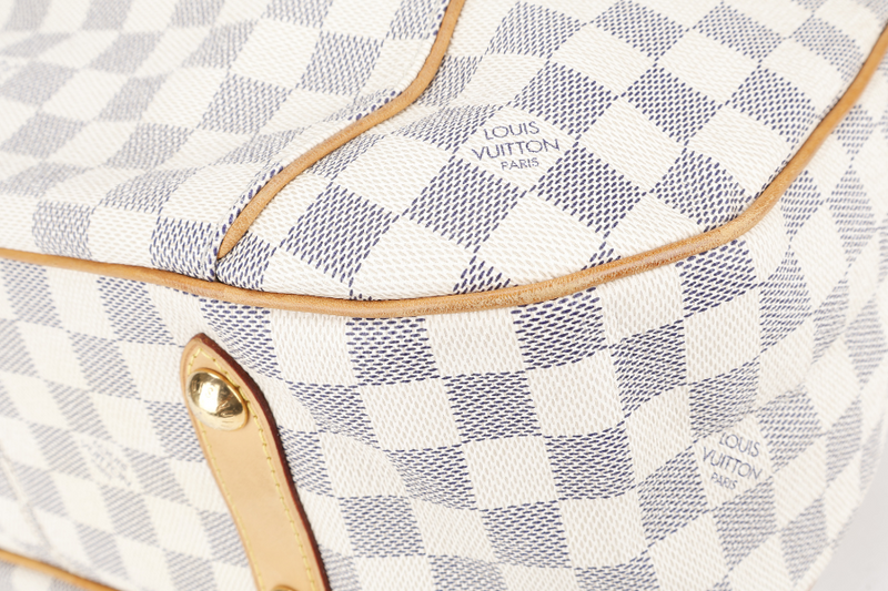 LOUIS VUITTON N55215 GALLIERA PM DAMIER AZUR CANVAS HOBO BAG GOLD HARDWARE WITH DUST COVER