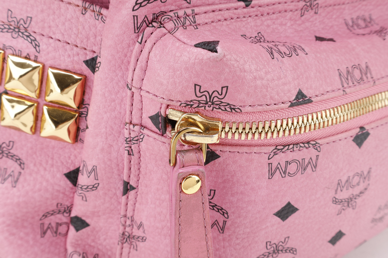 MCM STARK BACKPACK IN PINK VISETORS LEATHER GOLD HARDWARE NO DUST COVER