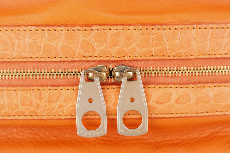 CELINE ORANGE SATCHEL BELT TRIM BAG WITH DUST COVER AND CARD