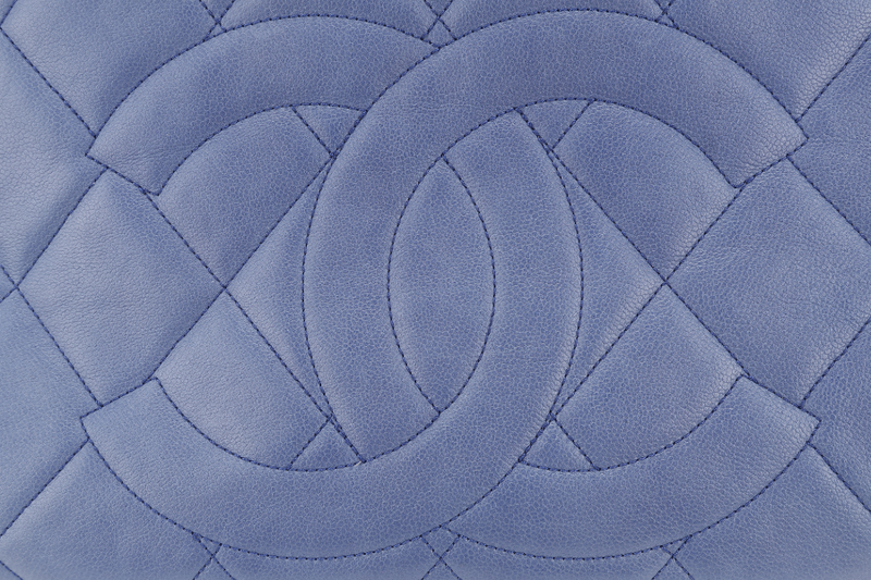 CHANEL TIMELESS SOFT SHOPPER TOTE BLUE CAVIAR LEATHER SILVER HARDWARE (1277xxxx) WITH DUST COVER