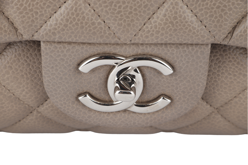 CHANEL CLASSIC DOUBLE FLAP MAXI (1444xxxx) BROWN CAVIAR LEATHER SILVER HARDWARE WITH CARD AND DUST COVER