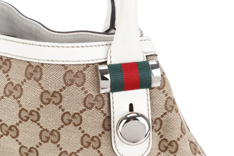 GUCCI ABBEY GG BROWN CANVAS SHOULDER TOTE WITH DUST COVER