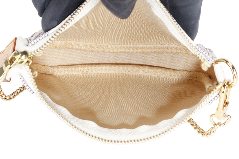 LOUIS VUITTON N58010 MINI POCHETTE ACCESSORIES DAMIER AZUR CANVAS GOLD HARDWARE WITH DUST COVER AND BOX