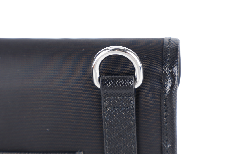 PRADA RE-NYLON BLACK SLING POUCH WITH STRAPS, DUST COVER AND BOX