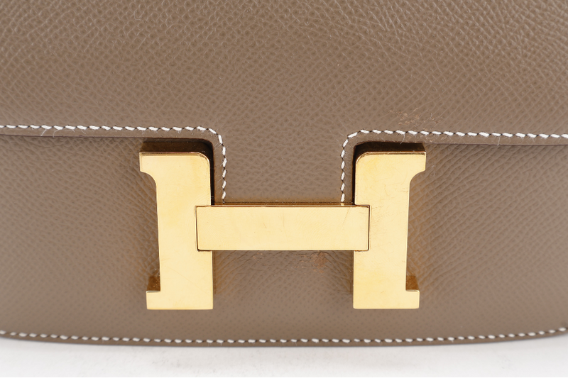HERMES CONSTANCE 18 STAMP U (YEAR 2022) ETOUPE EPSOM GOLD HARDWARE WITH DUST COVER