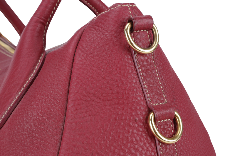 PRADA 2WAY TOTE (BN2318) FUCHSIA VITELLO DAINO LEATHER GOLD HARDWARE WITH STRAPS AND CARD