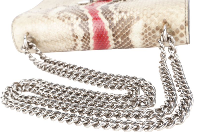 LOUIS VUITTON BICOLOR PYTHON CHAIN LOUISE MM BAG SILVER HARDWARE WITH DUST COVER