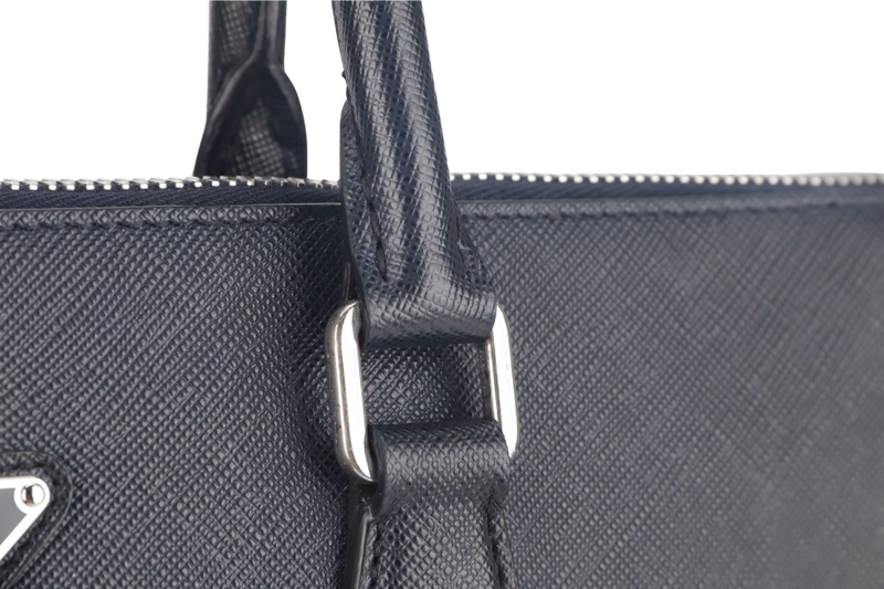 PRADA MEDIUM TOTE BAG (2VG079) BLACK SAFFIANO LEATHER SILVER HARDWARE NO DUST COVER