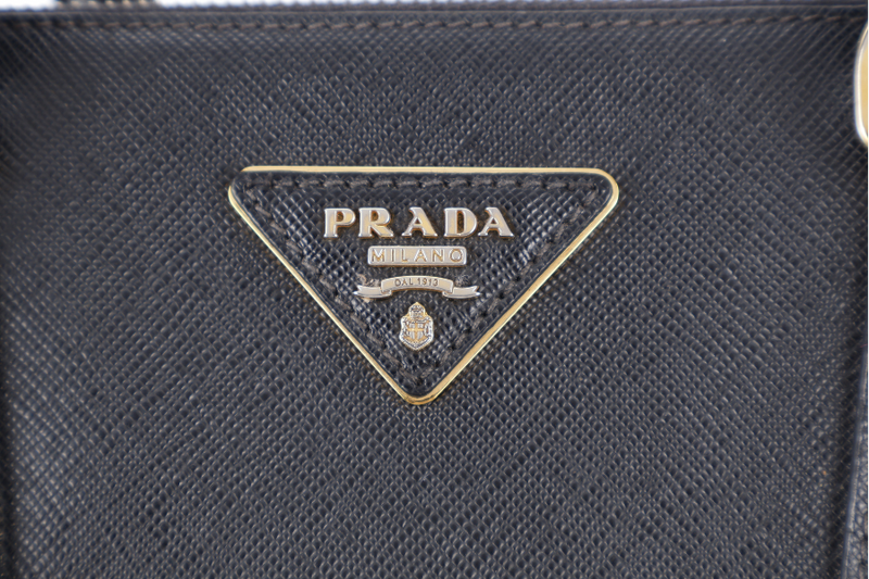 PRADA GALLERIA LARGE SAFFIANO LEATHER TOTE GOLD HARDWARE WITH STRAPS AND DUST COVER