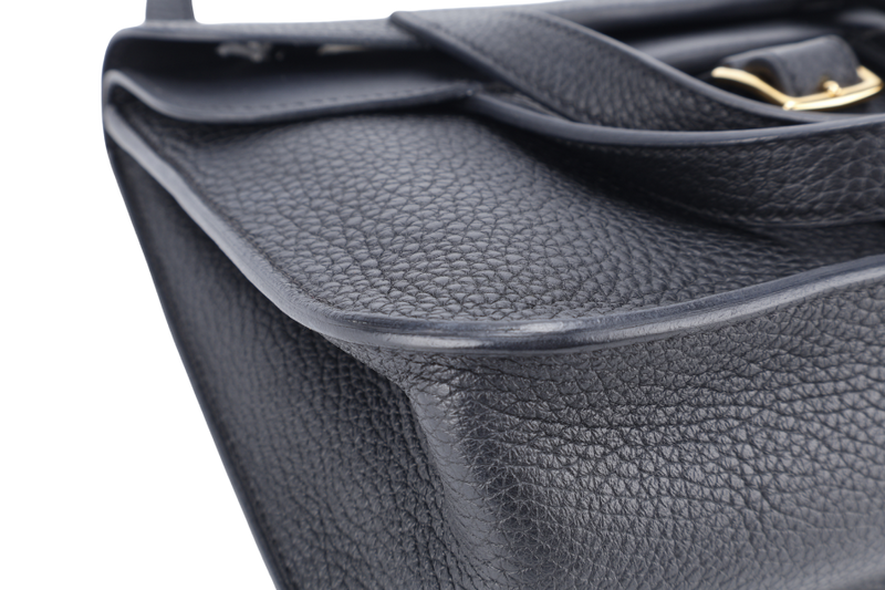 HERMES HAIZAN 25CM BLACK CLEMENCE LEATHER WITH GOLD HARDWARE STAMP Z (YEAR 2021) WITH STRAPS, DUST COVER AND BOX