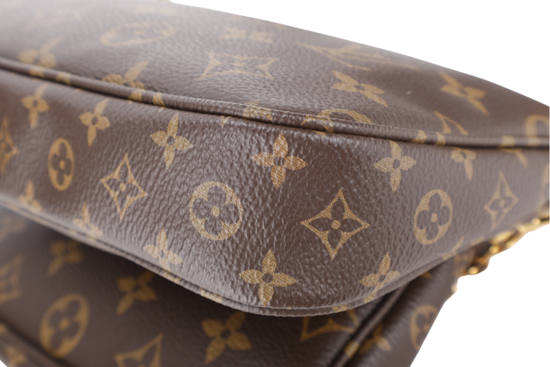LOUIS VUITTON MULTI POCHETTE ACCESSOIRES KHAKI GREEN WITH DUST COVER AND BOX